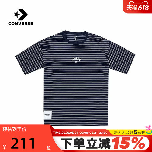 Converse匡威26夏季新款男女条纹运动短袖休闲百搭T恤 UCJ690-695