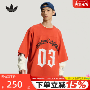 adidas阿迪达斯三叶草oversized中长半袖夏男足球风短袖T恤KR0407