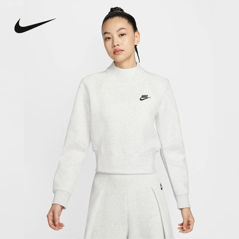 NIKE耐克女子套头衫25秋新款灰白色立领半拉链运动卫衣HV2797-013