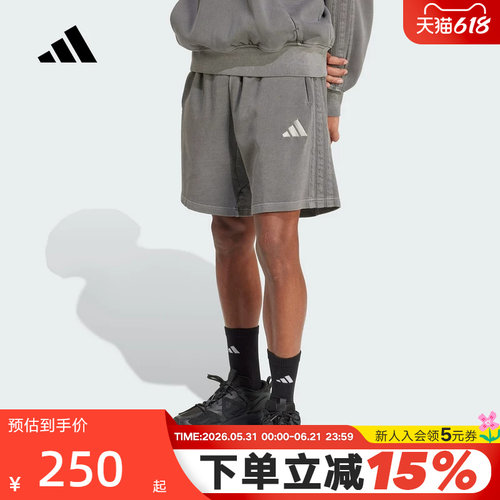 adidas阿迪达斯牛仔风格五分裤2026夏男宽松中裤针织短裤 JN0607