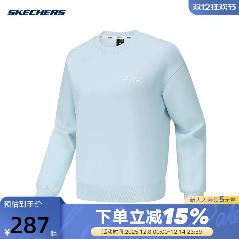 Skechers斯凯奇女子卫衣舒适运动风圆领针织套头衫P425W172/022G