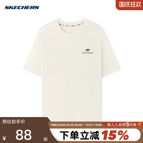 Skechers斯凯奇夏季男女同款运动休闲针织短袖T恤 L225U117/0074