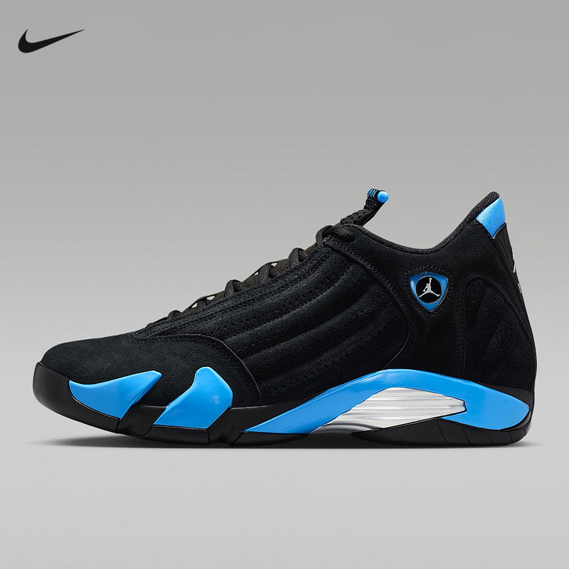 耐克Air Jordan 14 AJ14 黑蓝乔14男子中帮复古篮球鞋 487471-007