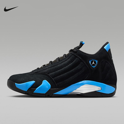 耐克Air Jordan 14 AJ14 黑蓝乔14男子中帮复古篮球鞋 487471-007