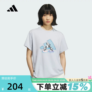 adidas阿迪达斯宽松熊猫印花半截袖透气夏女GRAPHIC短袖T恤KC0971