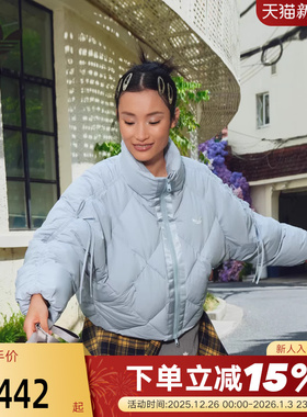 Adidas阿迪达斯三叶草冬女蝴蝶结菱格保暖面包服羽绒服 KC2612