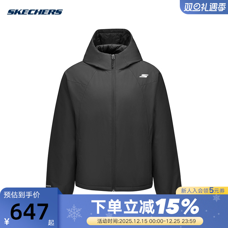 SKECHERS斯凯奇加厚连帽棉衣冬装外套男上衣棉服 P425M123/0018