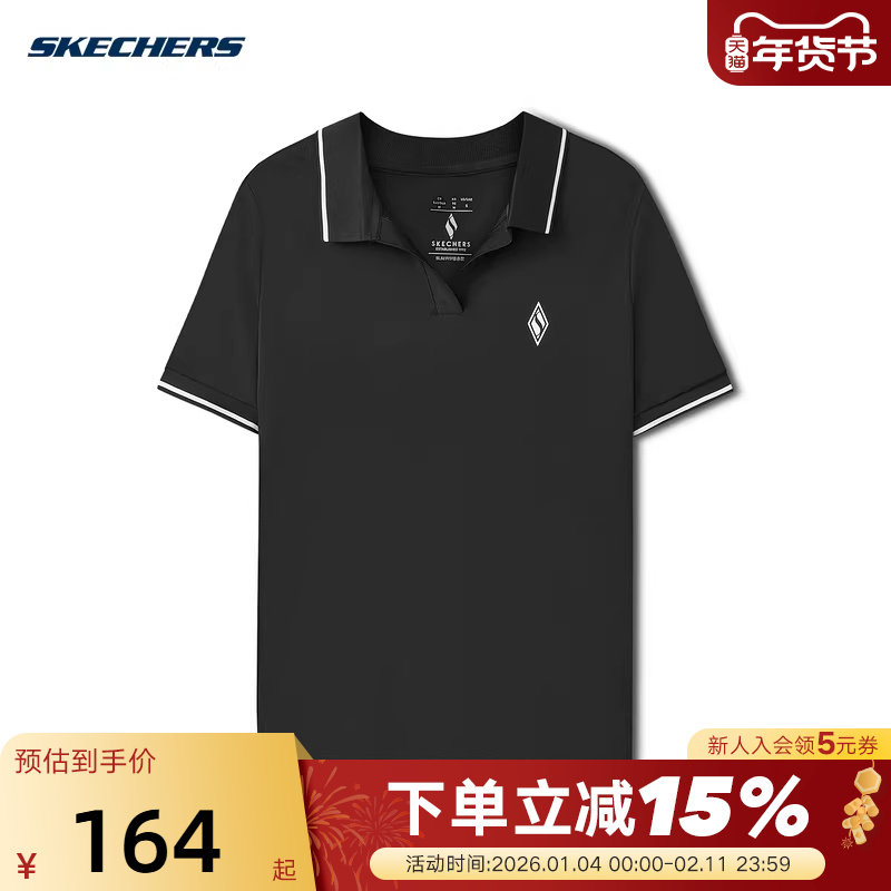 Skechers斯凯奇夏季女子休闲运动短袖翻领POLO衫 L22