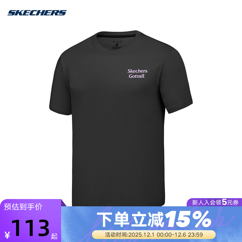 Skechers斯凯奇25夏季男士舒适休闲针织短袖T恤衫 P225M070/0018