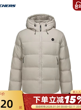 斯凯奇男士外套冬新款防风保暖梭织短款羽绒服P425M086/021B