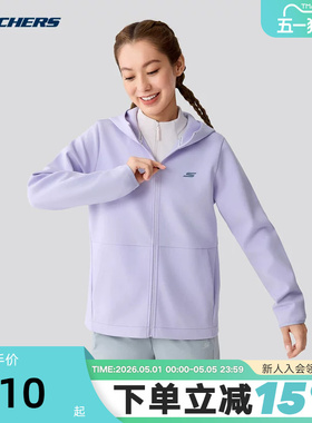 Skechers斯凯奇女士百搭休闲运动舒适针织连帽外套 P425W233/00FW