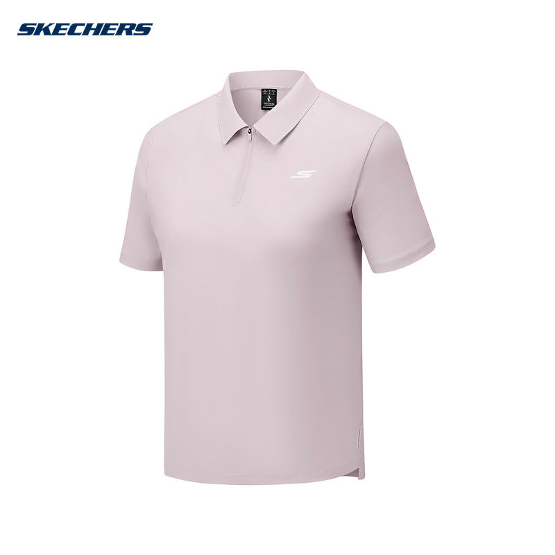 Skechers斯凯奇25夏女百搭舒适透气针织短袖POLO衫 P325W097/02J2