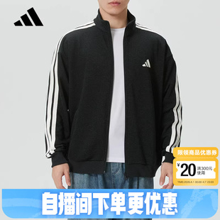 三条纹跑步健身服外套2026春男针织夹克KR2488 adidas阿迪达斯经典