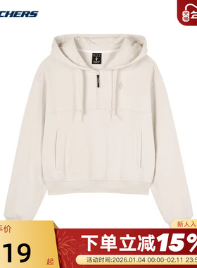 Skechers斯凯奇秋冬女款套头衫运动休闲连帽卫衣 L124W040/00F1