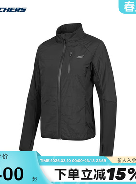 Skechers斯凯奇秋冬女子保暖立领梭织裥棉外套棉服P424W224/0018