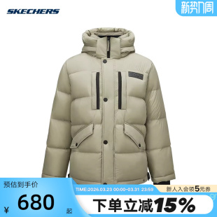 04AU 保暖舒适连帽羽绒服外套L424M032 Skechers斯凯奇冬季 男士