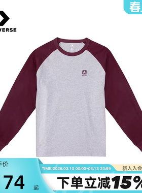 Converse匡威26春男女情侣款长袖T恤时尚撞色圆领上衣 UCJ438-G59