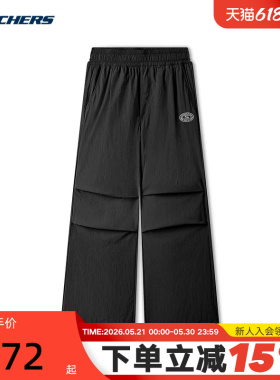 Skechers斯凯奇夏男女情侣款休闲裤梭织长裤 L225U160/0018