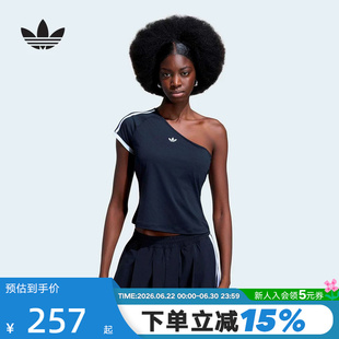 adidas阿迪达斯三叶草露肩斜肩半袖女Adilenium 5.0短袖T恤KY5180