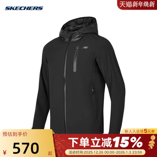 P424M210 潮流百搭舒适梭织连帽外套 0018 时尚 Skechers斯凯奇男士