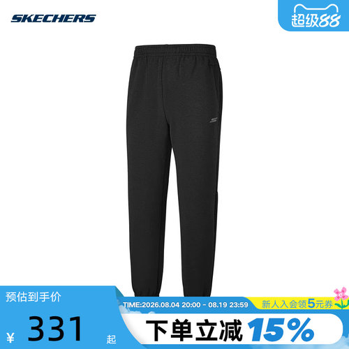 Skechers斯凯奇26春男休闲长裤束脚裤运动针织长裤 P126M017/0018