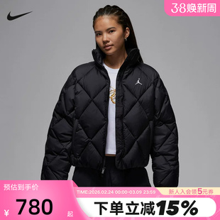 Jordan耐克女棉服外套冬季保暖面包服连帽运动棉衣夹克HV0418-010