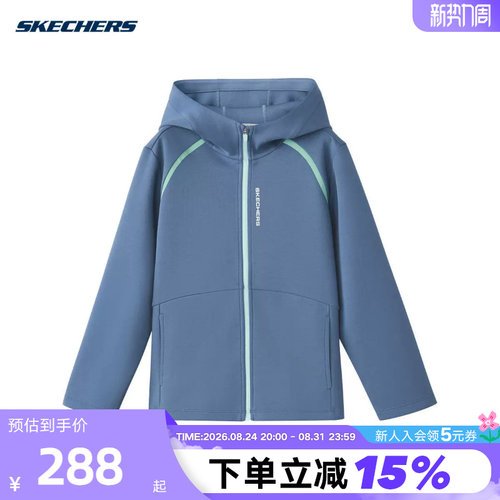 Skechers斯凯奇2026秋新品男女童休闲针织连帽外套 P326K006/010L