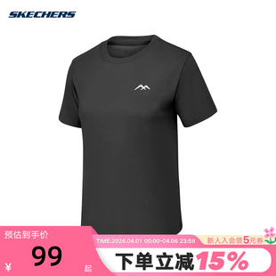 P225W127 0018 休闲运动T恤衫 Skechers斯凯奇夏女圆领针织短袖