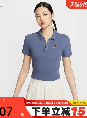 Nike耐克女子短袖翻领POLO衫夏季透气短款网球运动T恤HJ8993-491