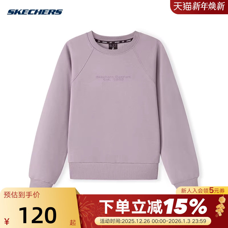Skechers斯凯奇女子针织套头衫圆领休闲运动卫衣冬L325W048/05WA