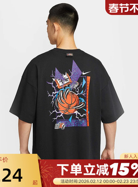 Nike耐克短袖男夏季新款宽松透气篮球图案棉质运动T恤IH9269-010