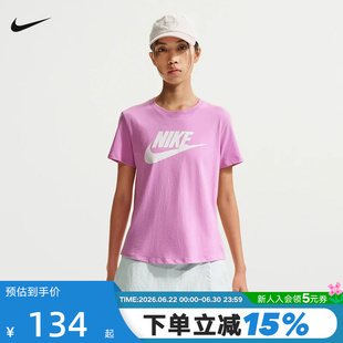 Nike耐克女子印花T恤夏新款宽松圆领棉质透气短袖上衣DX7907-504