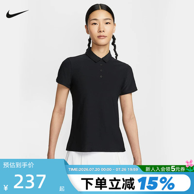 NIKE耐克女子短袖POLO衫夏新款透气高尔夫翻领运动T恤FQ1575-010