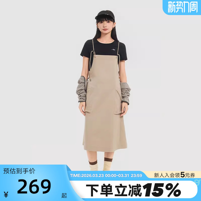 PONY波尼春季新品女子户外运动风亲肤直筒收腰连衣裙251W2W