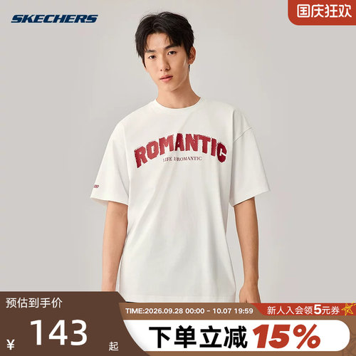 Skechers斯凯奇26夏男女同款运动短袖时尚休闲复古T恤衫 L226U016
