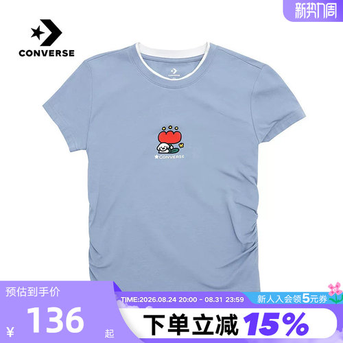 Converse匡威26夏女子运动短袖宽松舒适透气圆领T恤衫 WCK173-BI5