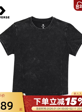 Converse匡威夏女圆领休闲简约修身全棉短袖T恤 WCH665-023