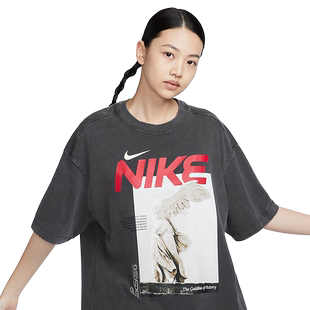 Nike耐克短袖女夏新款图案印花宽松棉质上衣运动T恤HF6180 IR7588