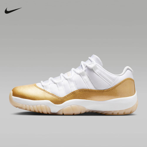 NIKE耐克AJ11女鞋白金色Air Jordan 11低帮复古篮球鞋AH7860-102