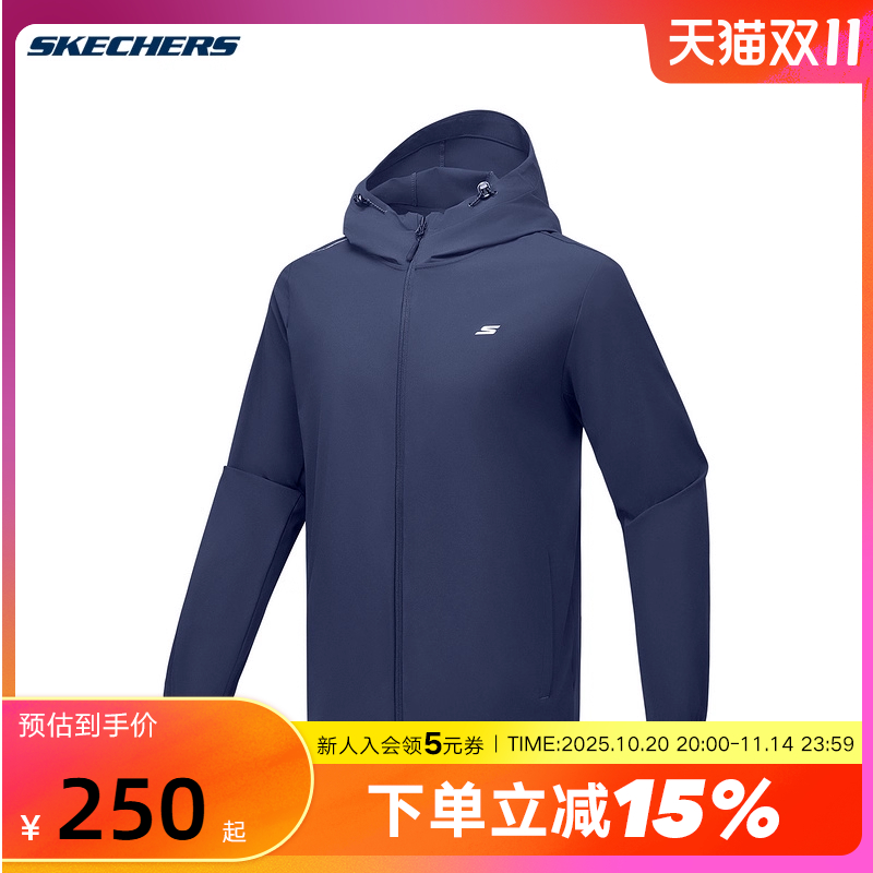Skechers斯凯奇25秋新款男士舒适休闲连帽外套P225M078/02MZ