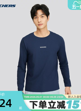 Skechers斯凯奇男运动休闲圆领透气针织长袖T恤衫 P225M143/02MZ
