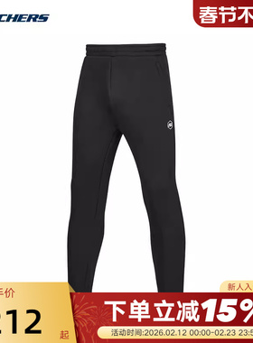 Skechers斯凯奇冬男运动裤休闲直筒针织长裤 P424M010/0018