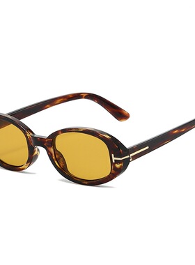 欧美复古玳瑁小框椭圆太阳镜ins网红街拍凹造型墨镜防紫外线UV400