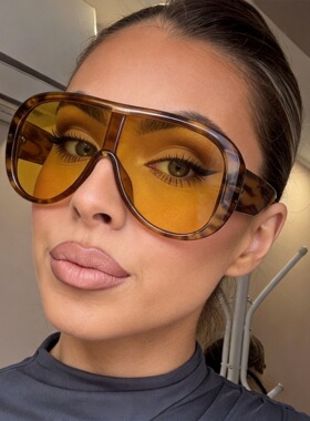 2026新款欧美复古连体大框墨镜ins街头前卫凹造型太阳镜男女百搭