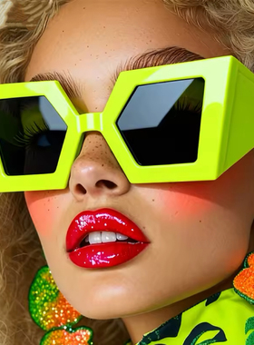 ins网红时尚搞怪超宽腿墨镜女潮人个性拍照凹造型太阳眼镜男秀场