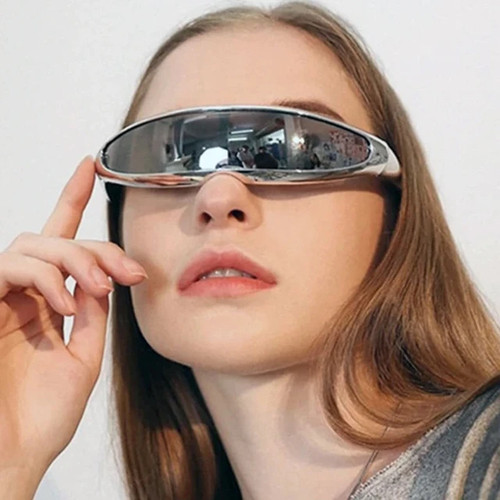 新款电镀银海豚X战警鱼形眼镜太空机器人男户外运动骑行太阳镜潮