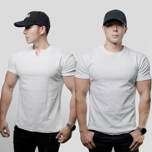 高级感肌理V领运动短袖