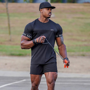 运动速干衣男士 t恤弹力篮球健身衣服 肌肉训练健身房跑步宽松短袖