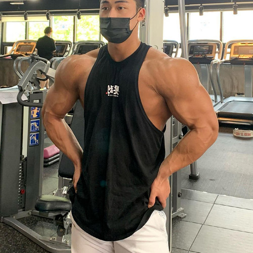 无袖吸汗透气男宽松棉质健身背心