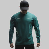 男T恤休闲圆领宽松打底衫 美式 运动长袖 速干弹力跑步训练健身衣服